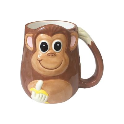3D Ceramics Monkey Coffee Mug Water Tea Cup With Handle