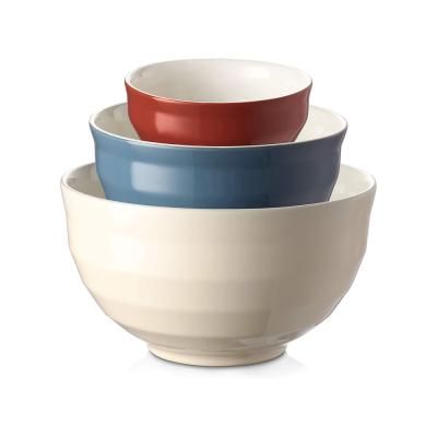 white extra large pottery stoneware ceramic mixing bowls thumbnail