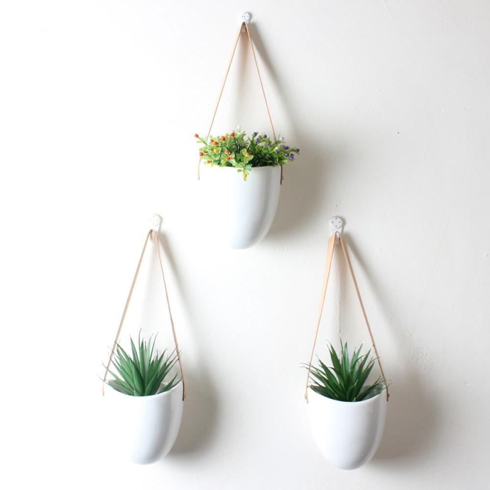 indoor round balcony garden ceramic home wall hanging planter succulent pot for outdoor plants