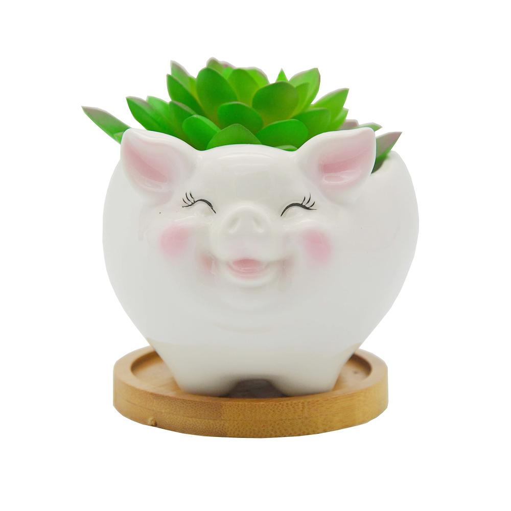 New Factory Custom ceramic Pig shaped succulent flower planter plant pot