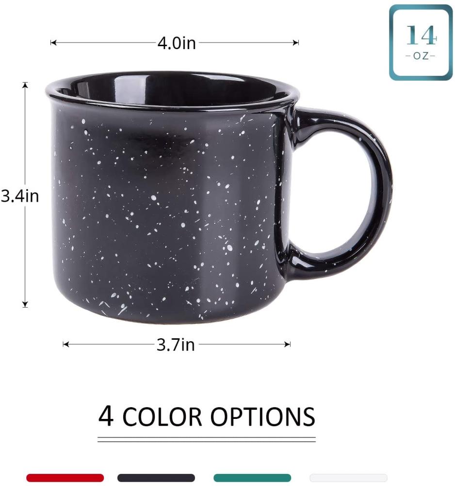  Custom printed made vintage Black Speckled Campfire Ceramic Coffee camp Mug