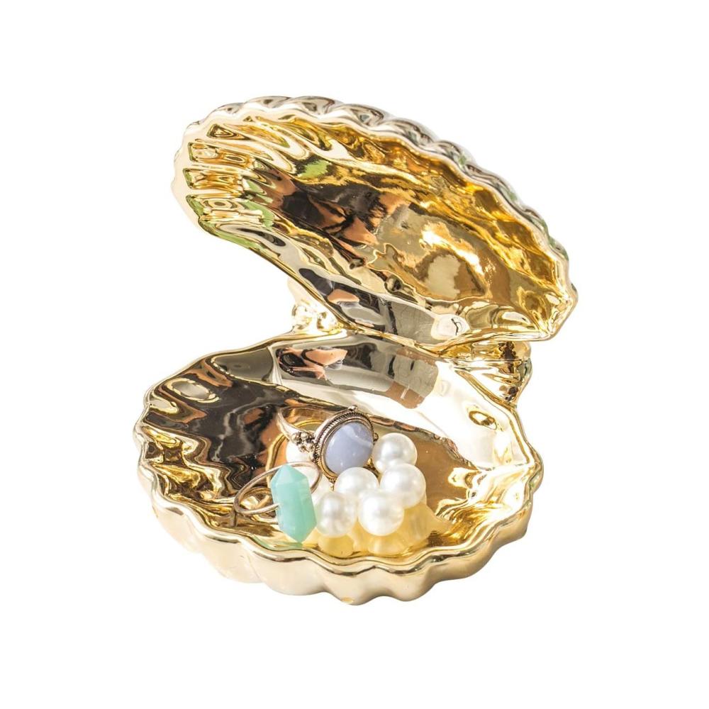 New Factory Custom fancy gold ceramic sea shell shaped ring jewelry box