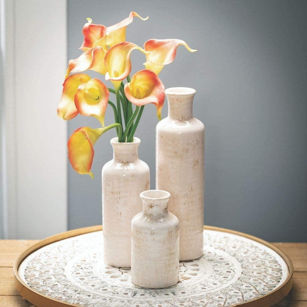 New Cylinder Crack Distressed White Rustic Farmhouse bust shabby chic Office Ceramic porcelain Flower Vases for Home Decor