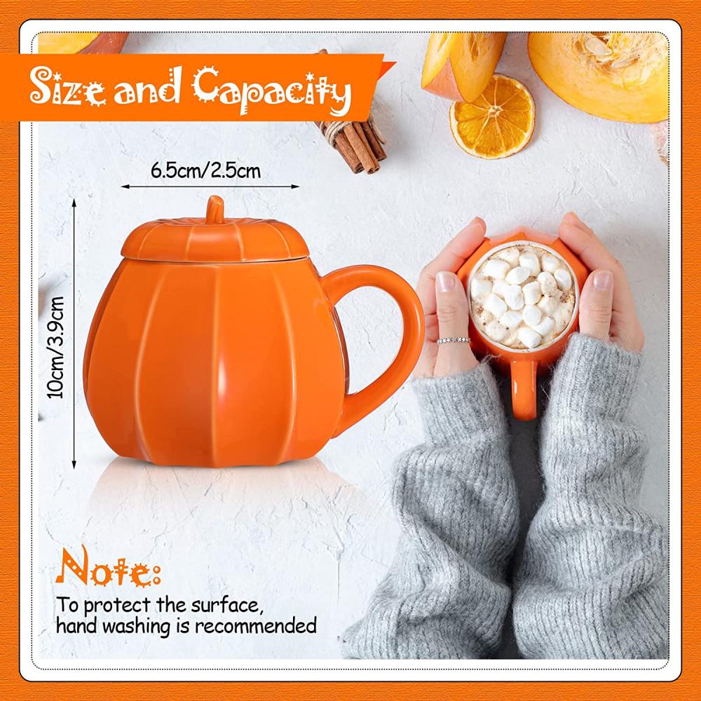 Pumpkin Shaped Mug Thanksgiving Fall Coffee Mug with Lid