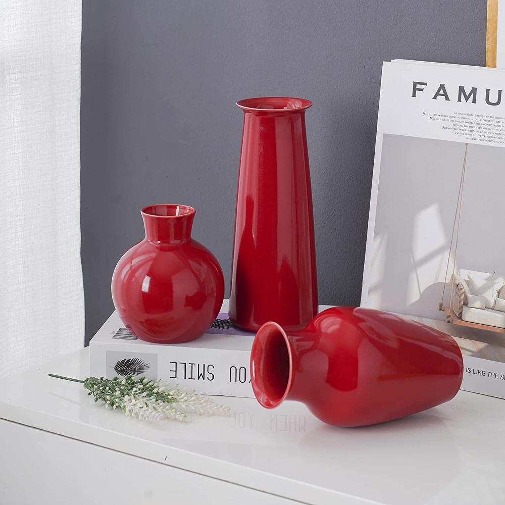 new Factory Custom china chinese craft Ceramic Porcelain Red glazed flower Vase