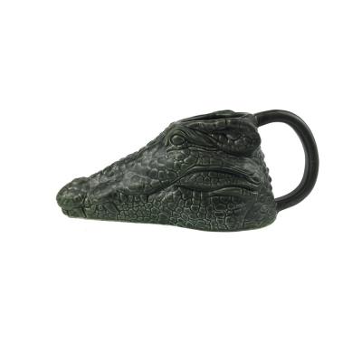 hand painted custom design 3d animal face crocodile shaped ceramic coffee cup mug
