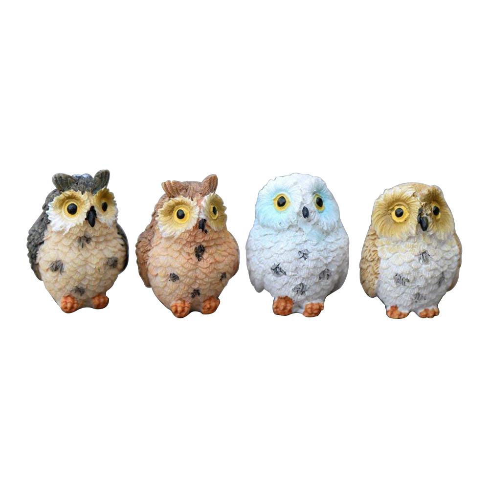 custom design small mini animals resin sculpture statue owl figurine for home decor