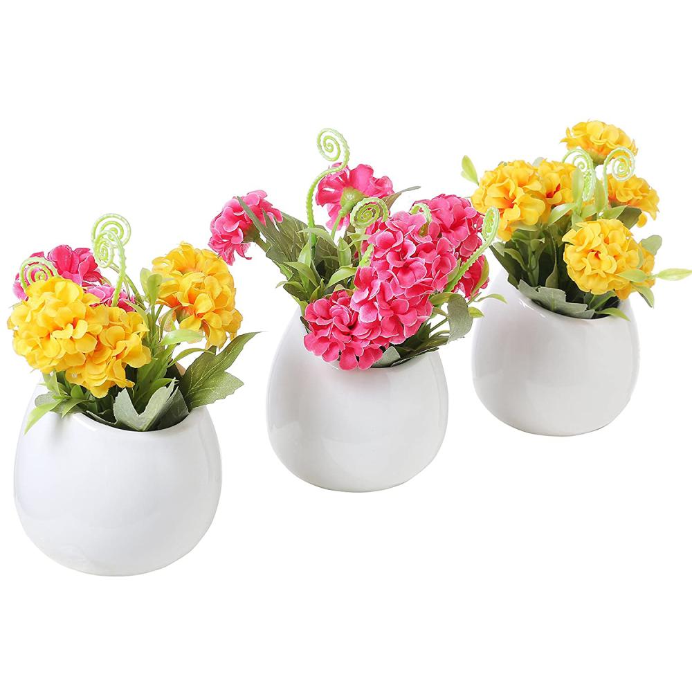 New Custom round ceramic corner fence wall mounted hanging flower planter vase