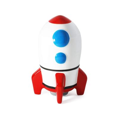 cheap large custom rocket shaped porcelain ceramic saving money box coin piggy bank for boy kid children