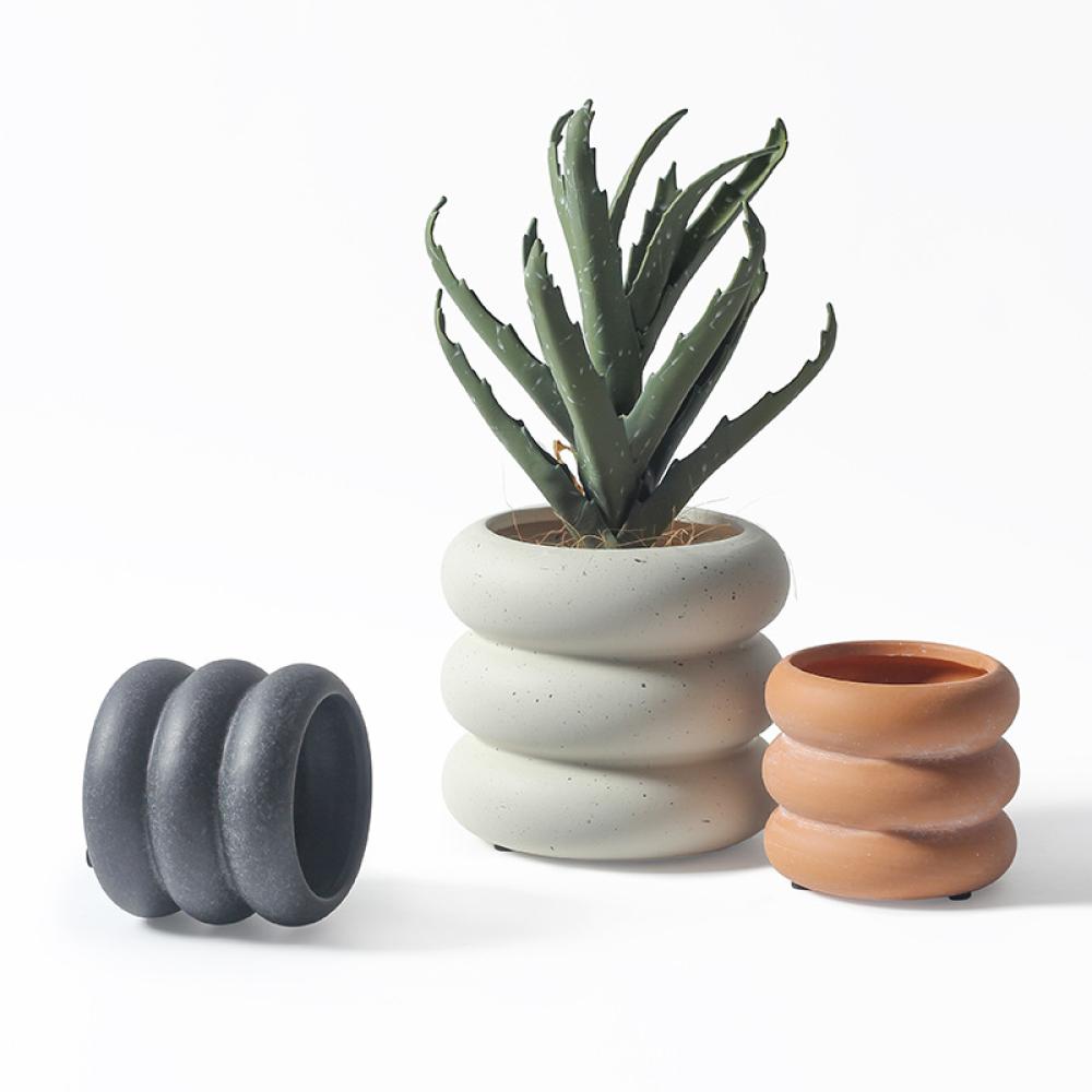 custom shape unusual funny ceramic ring doughnut donut flower planter plant pot 