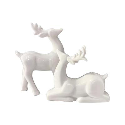 Christmas Animal Ceramic Reindeer Figurines Statue Sculpture thumbnail