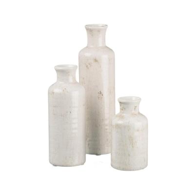 New Cylinder Crack Distressed White Rustic Farmhouse bust shabby chic Office Ceramic porcelain Flower Vases for Home Decor