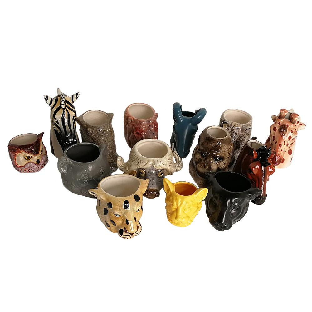animal horse tiger shaped hand painted handmade pottery ceramic flower vase for home decor