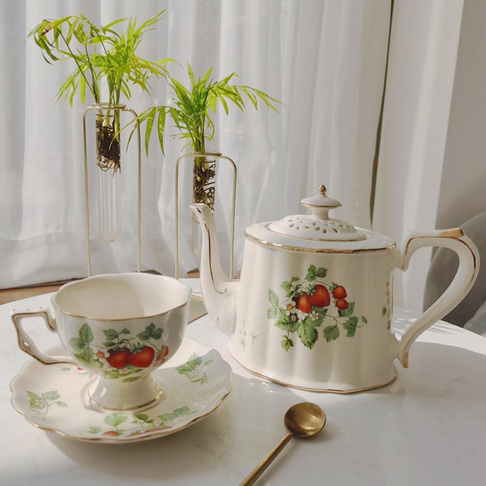 custom english gold luxury afternoon european style ceramic porcelain gift tea coffee cup pot set