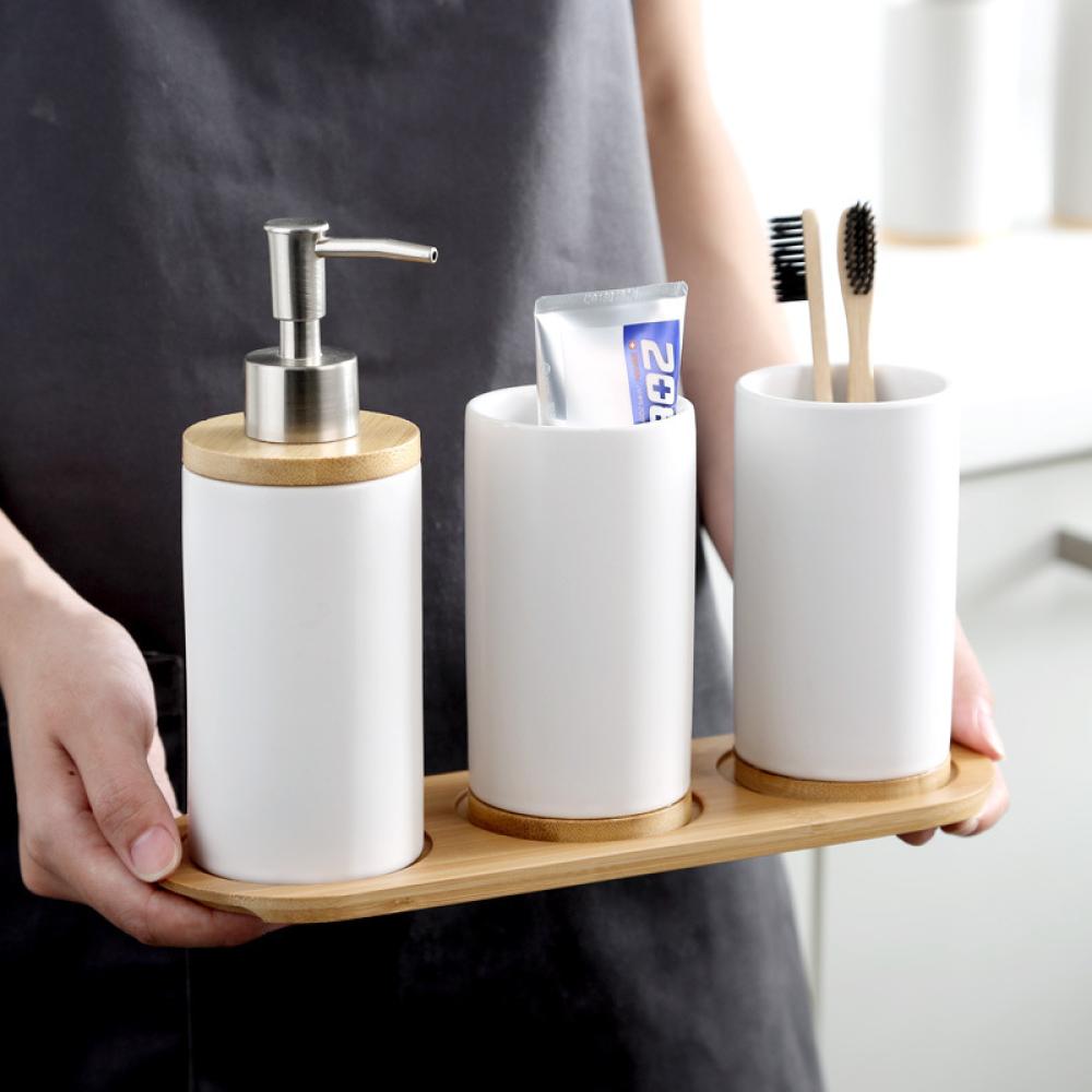 designer 4-piece modern matt matte white black ceramic bathroom accessories set