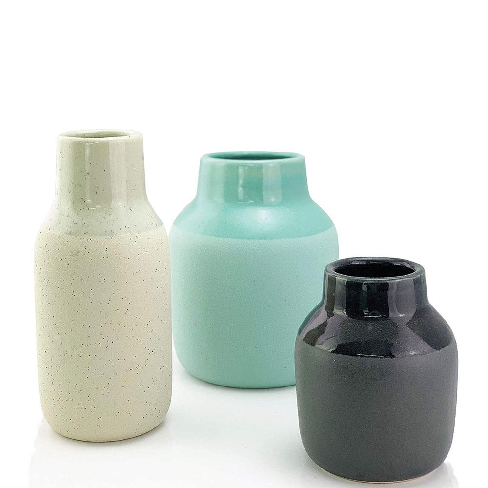 large speckled dot ceramic flower cream vase