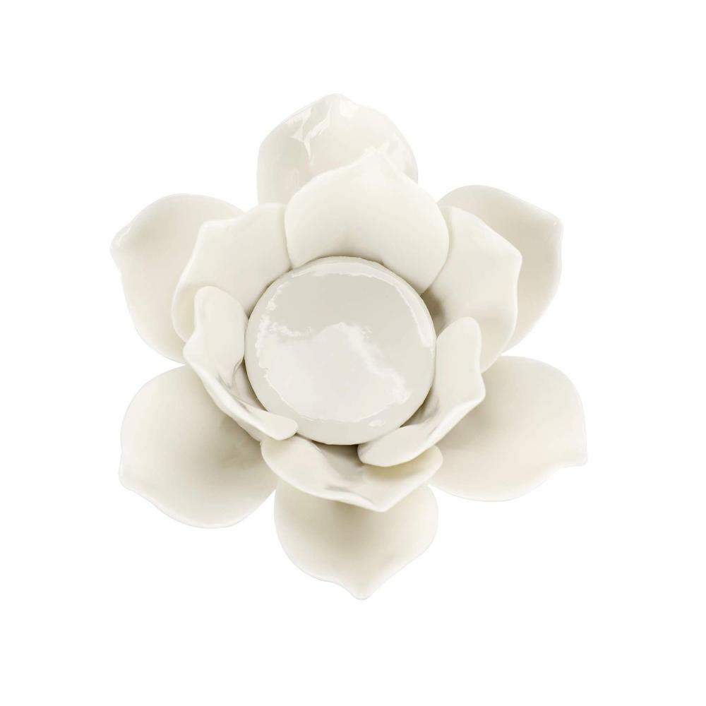 New Factory Custom decorative lotus flower shaped ceramic tea light tealight candle holder for Home Decor Wedding Party