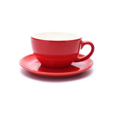 best colorful ceramic latte cups mug with saucer thumbnail
