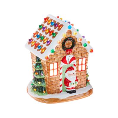 custom wholesale mini nativity Ceramic Christmas Nostalgic Gingerbread House