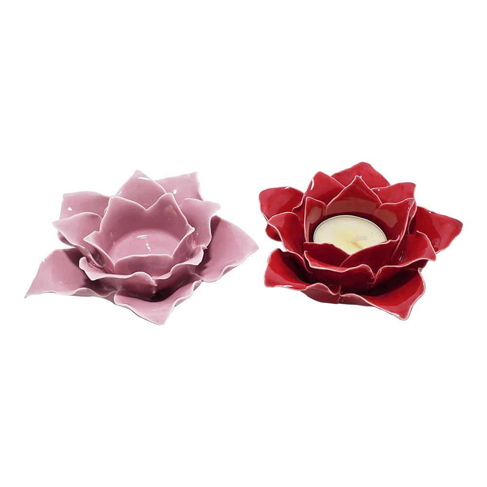 Custom Ceramic Tealight Lotus Flower Candle Holder For Home Decor