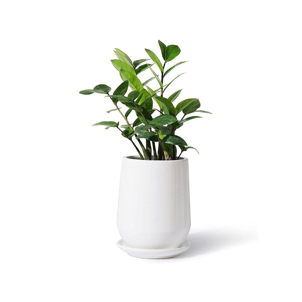 outdoor indoor garden ceramic white black tall flower planter plants for pots