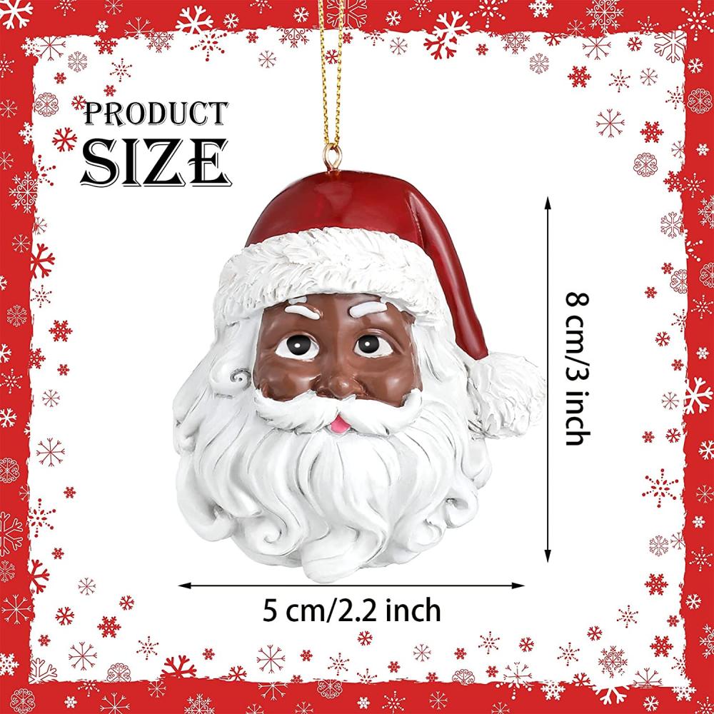 custom wholesale African American christmas wall hanging pendant resin black santa claus figurines for home decor