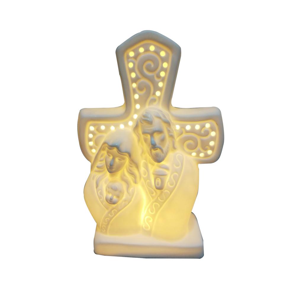 ceramic christmas baby jesus cross with led lighting