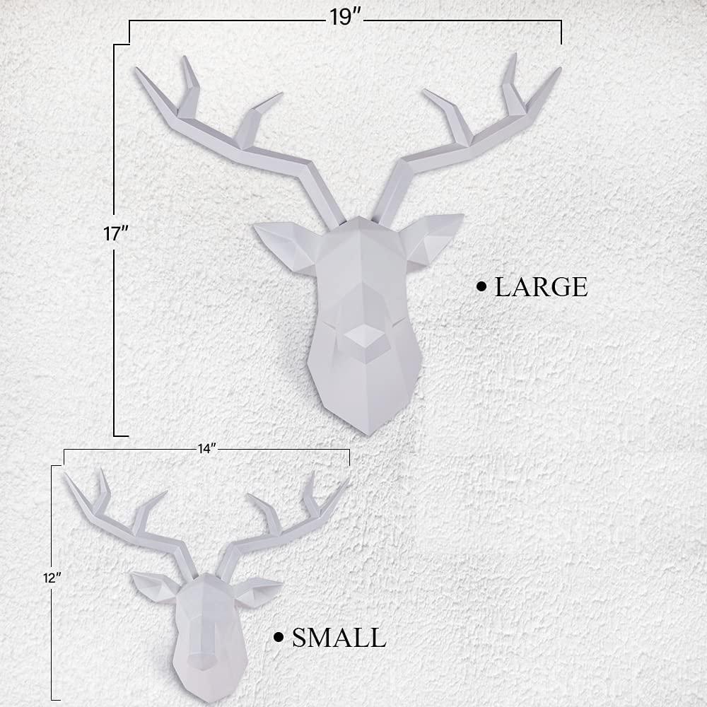 Deer Head Animal Head Nordic Modern Sculpture Geometrical Black Deer Antlers Resin Wall Home Decor 
