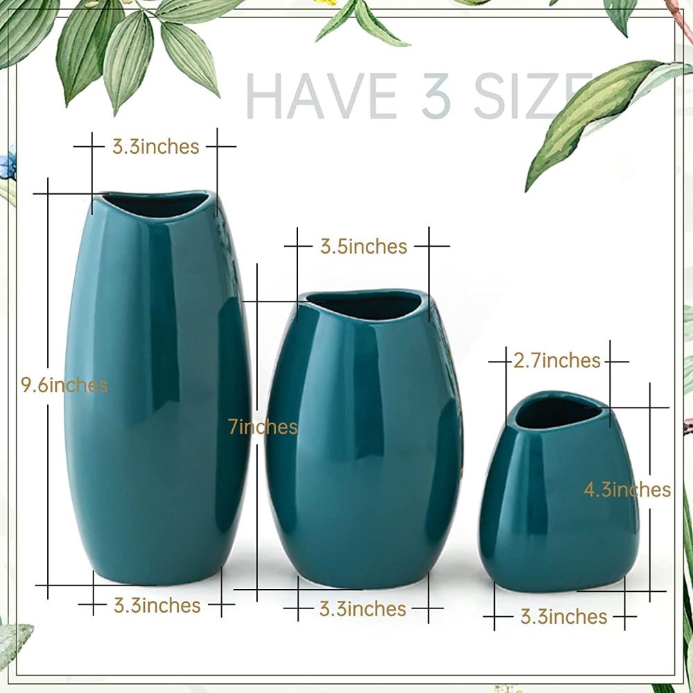 wholesale large teal color ceramic floor flower vase decor online