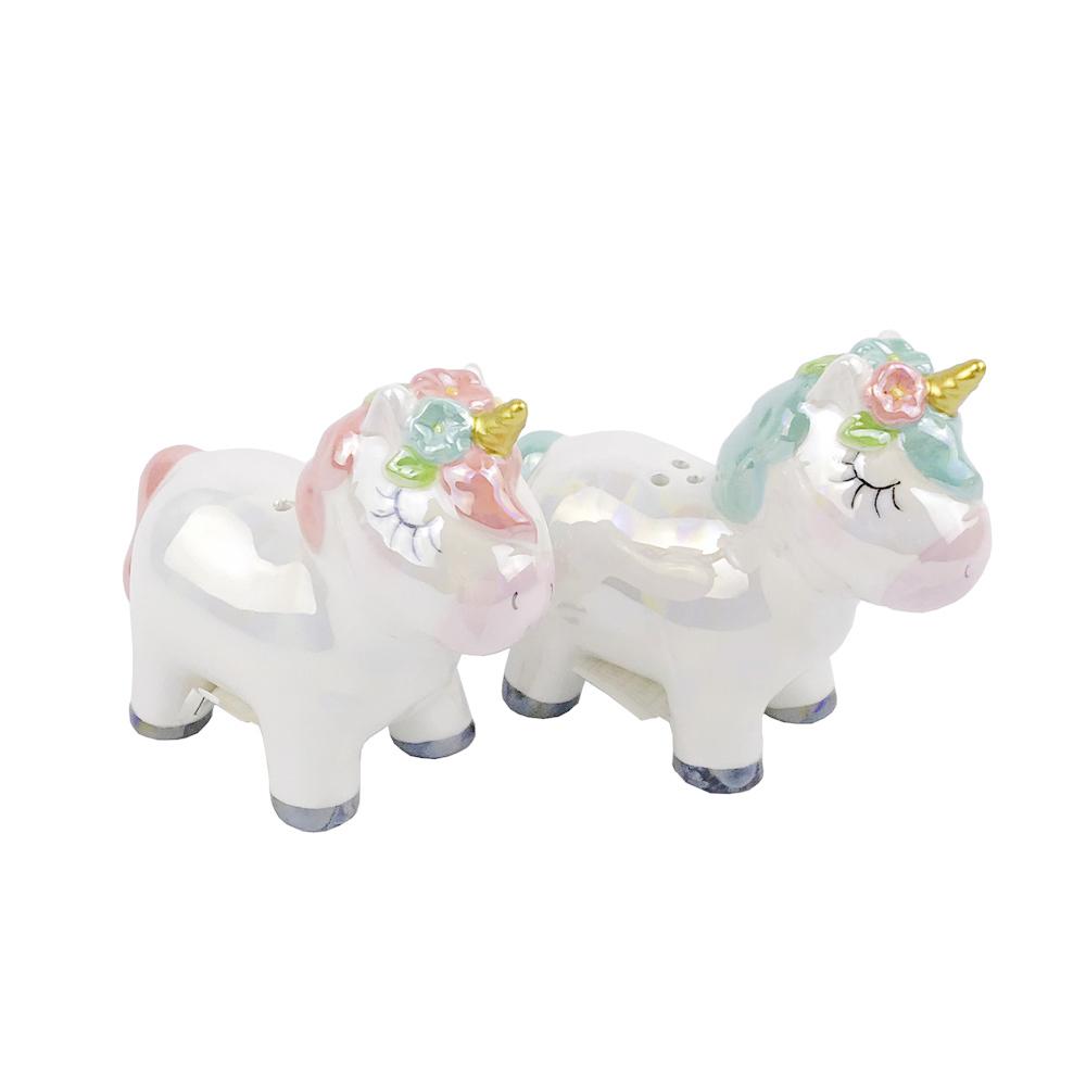 mini cute unicorn animal ceramic salt and pepper shakers set herb & spice tools