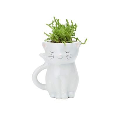 animal cat ceramic planter plant pot thumbnail