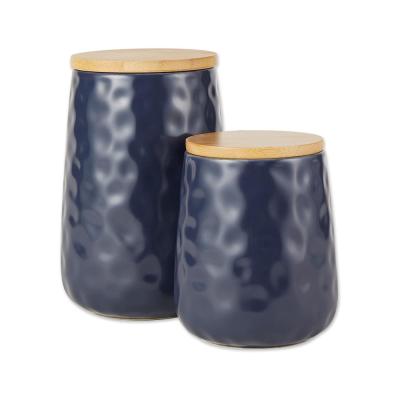 kitchen blue ceramic canister storage jars thumbnail