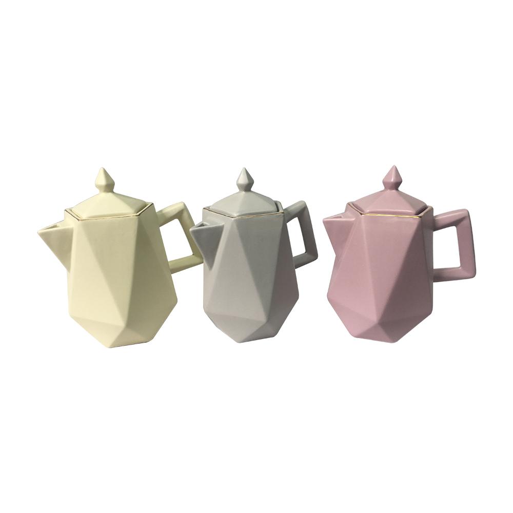 new pink modern european style matte color kitchen stoneware ceramic tea coffee pot set