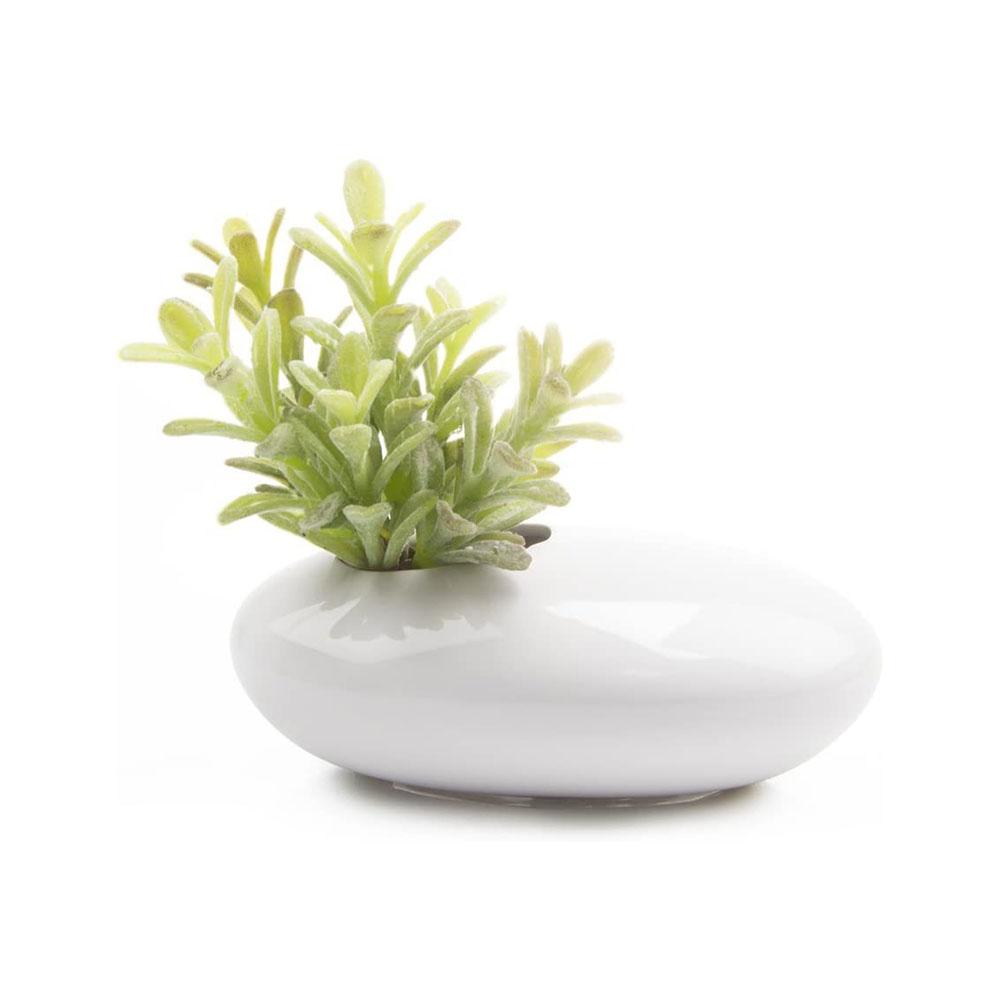 Silver ceramic flower ikebana vase